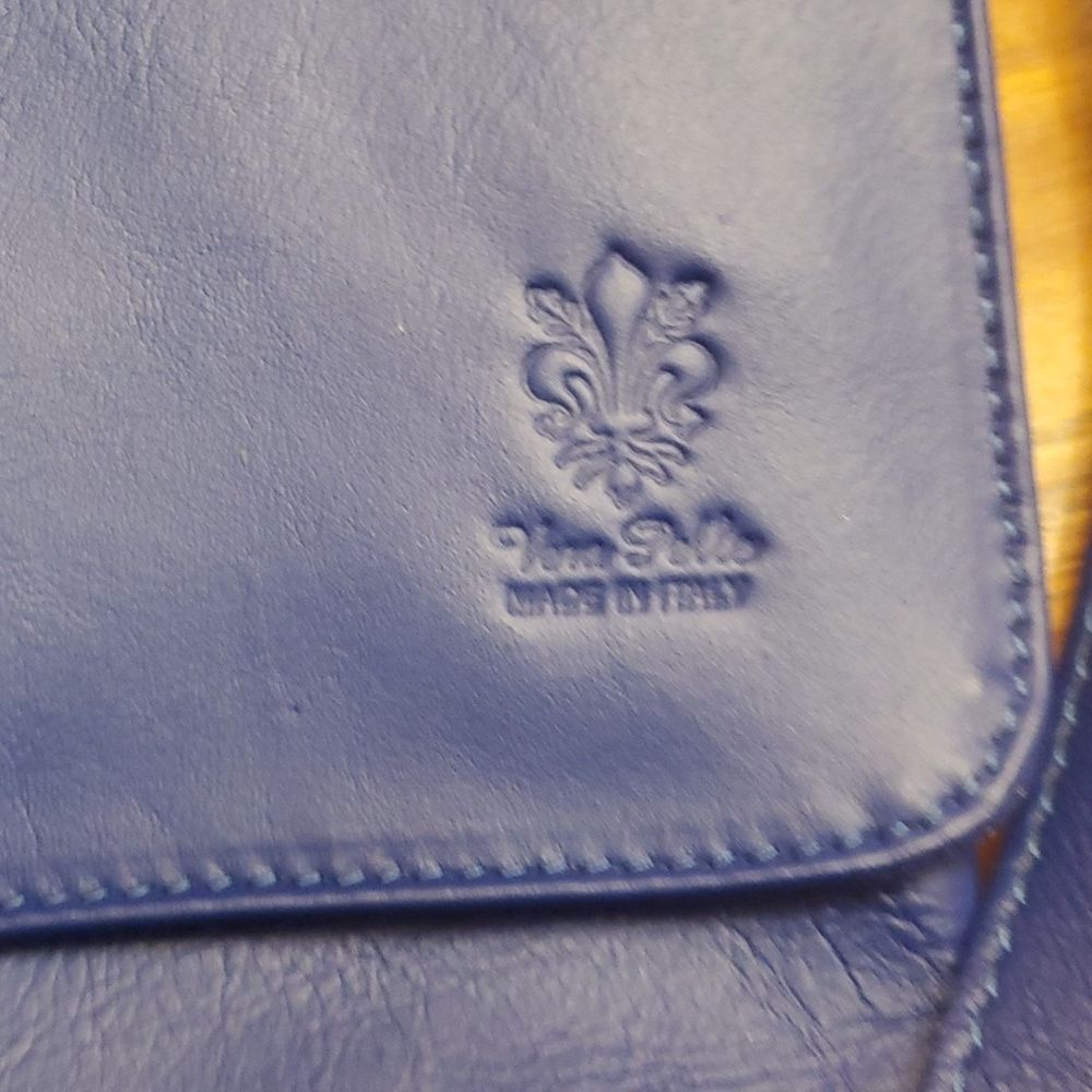 Vera Pelle crossbody handbag (blue) 9in x 11in - Picture 5 of 5